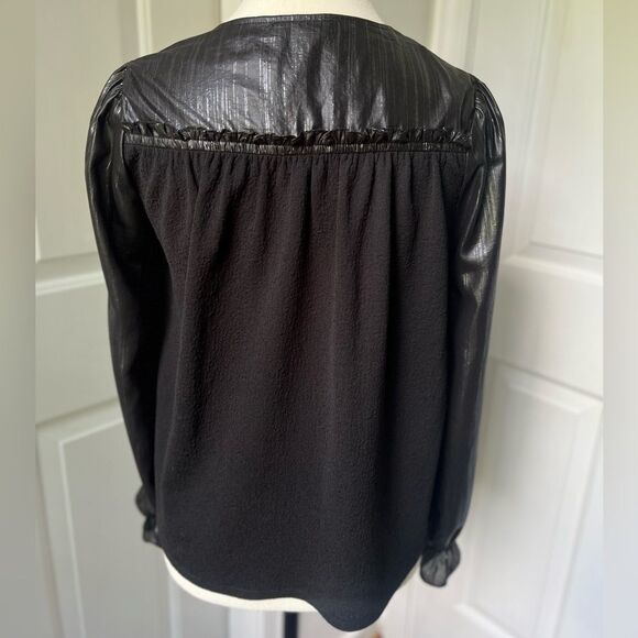 ANTHROPOLOGIE/CURRENT AIR "Bristol" Blouse, Black/Metallic, XS - Picture 4 of 6